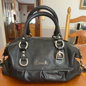 Coach F15447 Ashley Leather Handbag silver/black